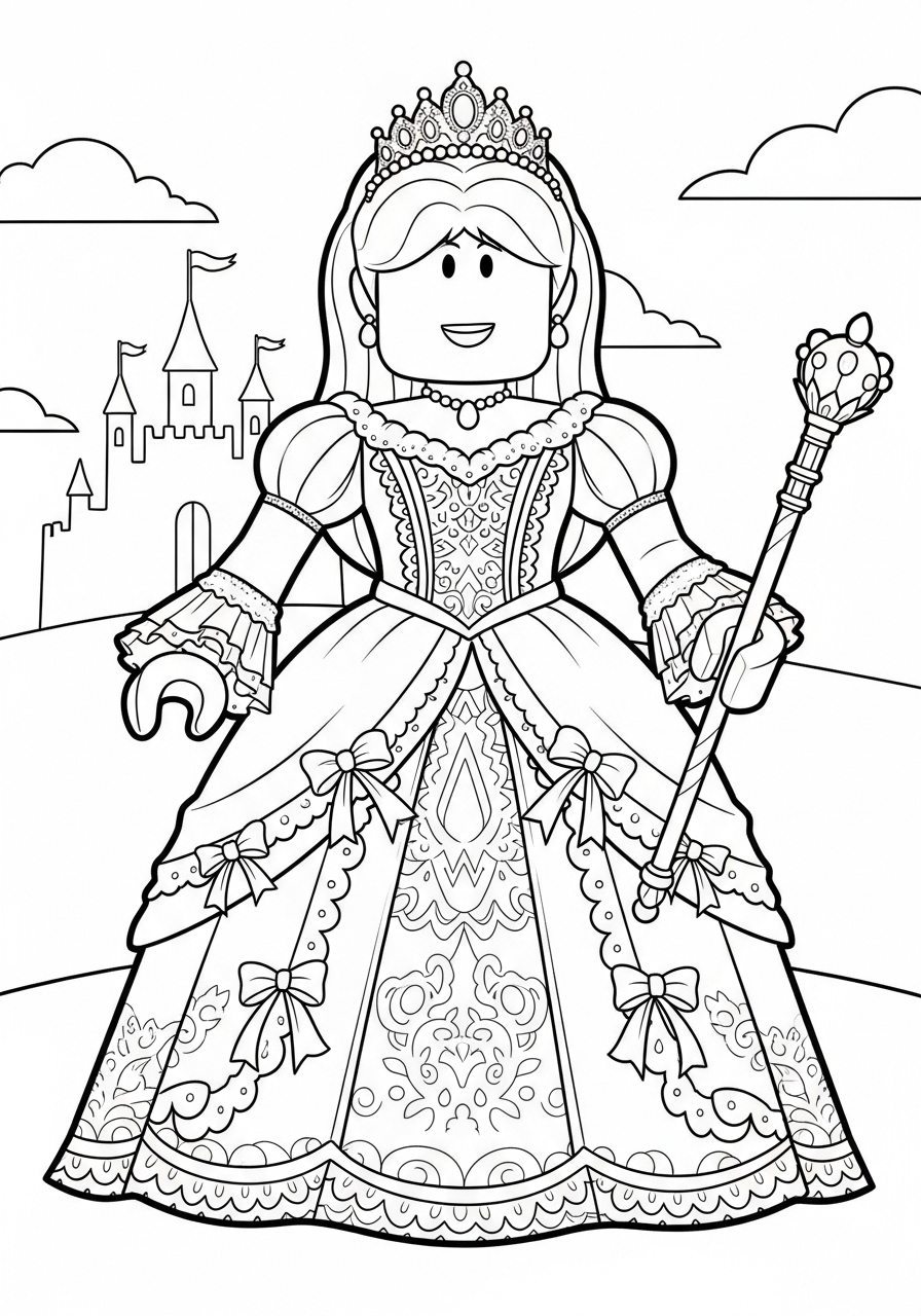 Desenho Roblox de uma princesa para imprimir e colorir