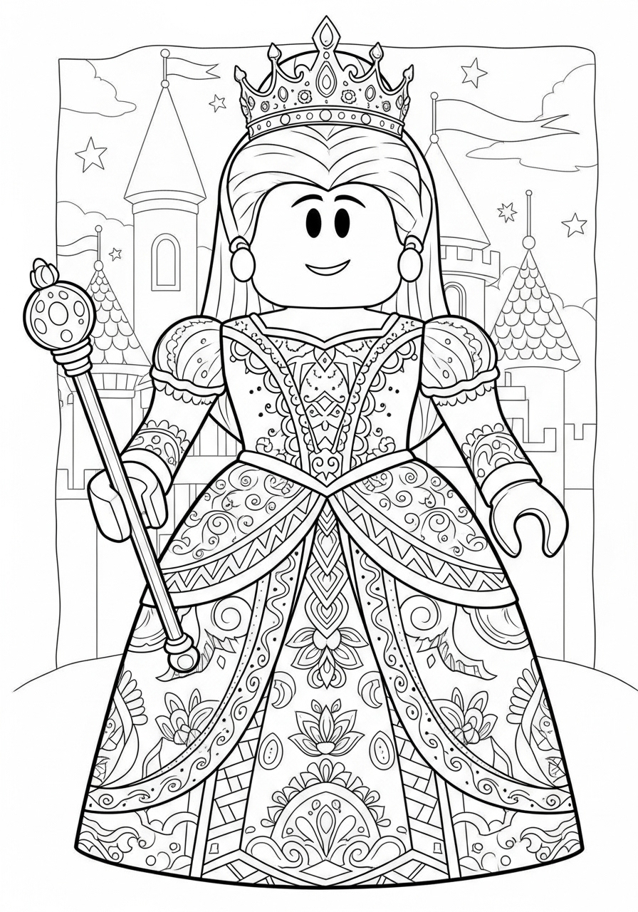 Desenho Roblox de uma princesa para imprimir e colorir