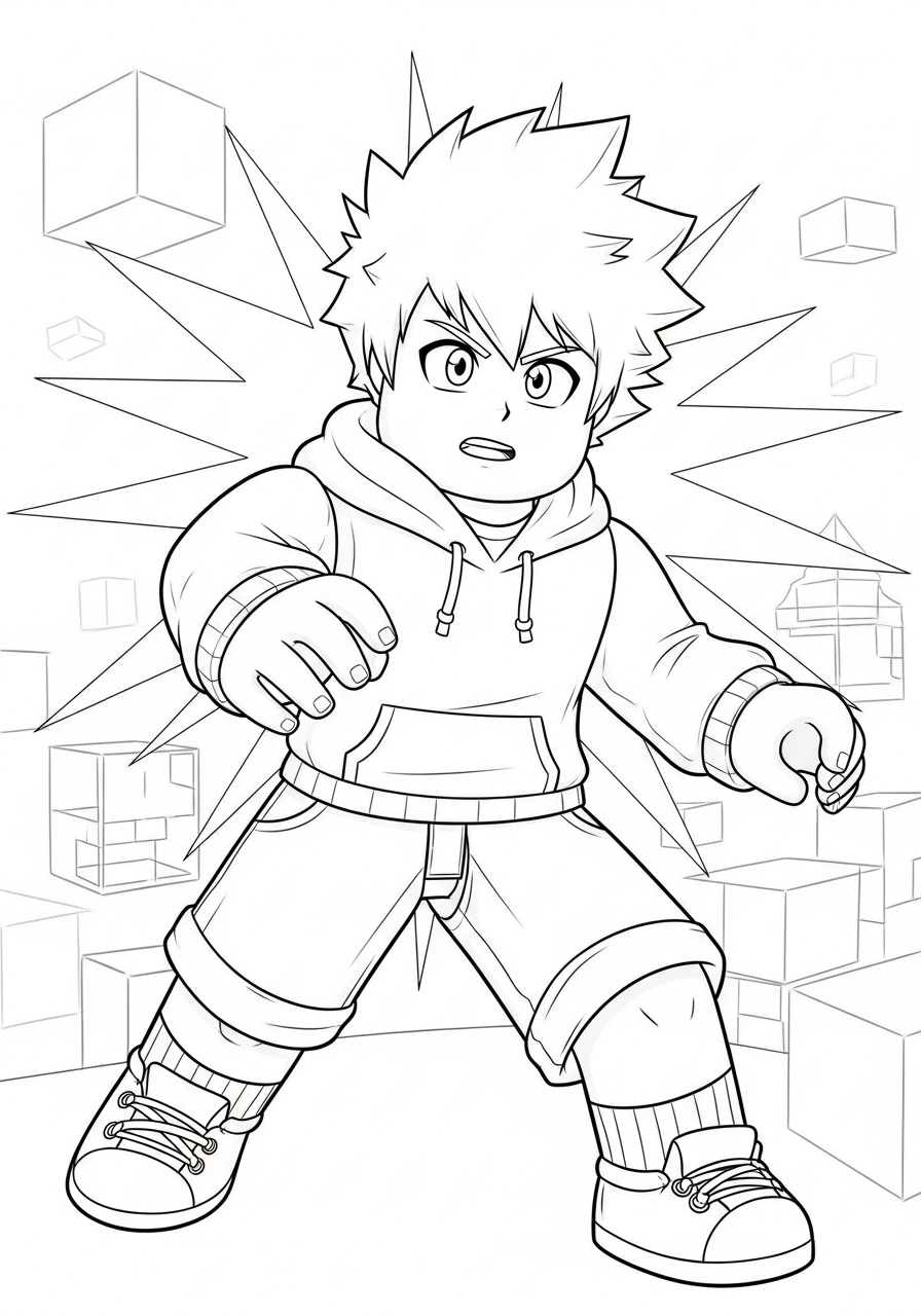 Desenho Roblox de um personagem ousado para imprimir e colorir