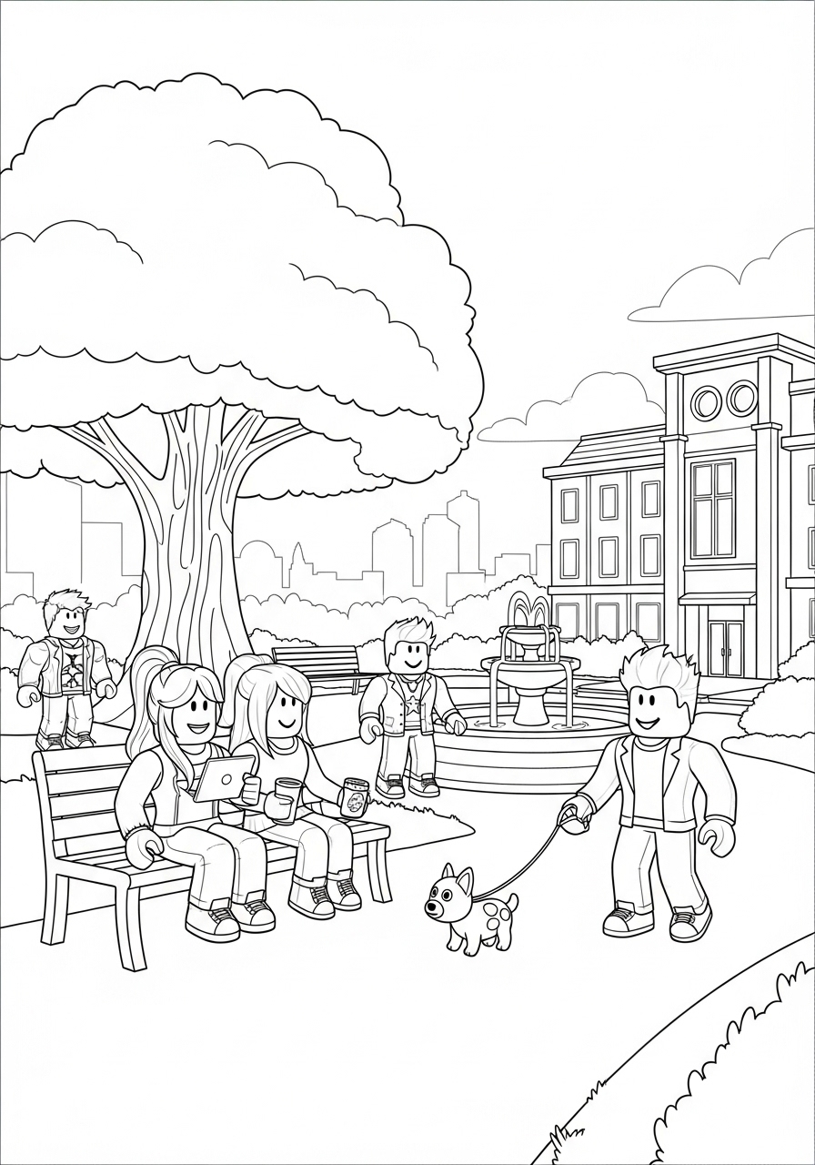 Desenho Roblox de pessoas em parque para imprimir e colorir