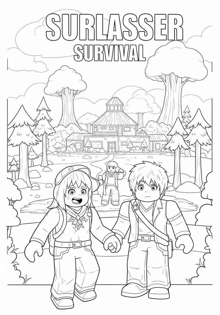 Desenho Roblox de crianças em aventura para imprimir e colorir