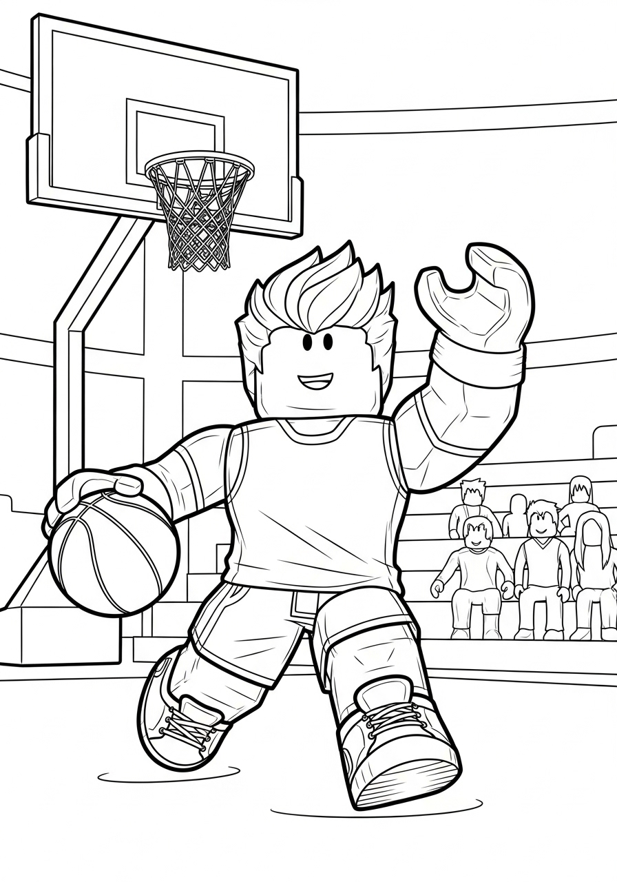 Desenho Roblox de jogador de basquete para imprimir e colorir