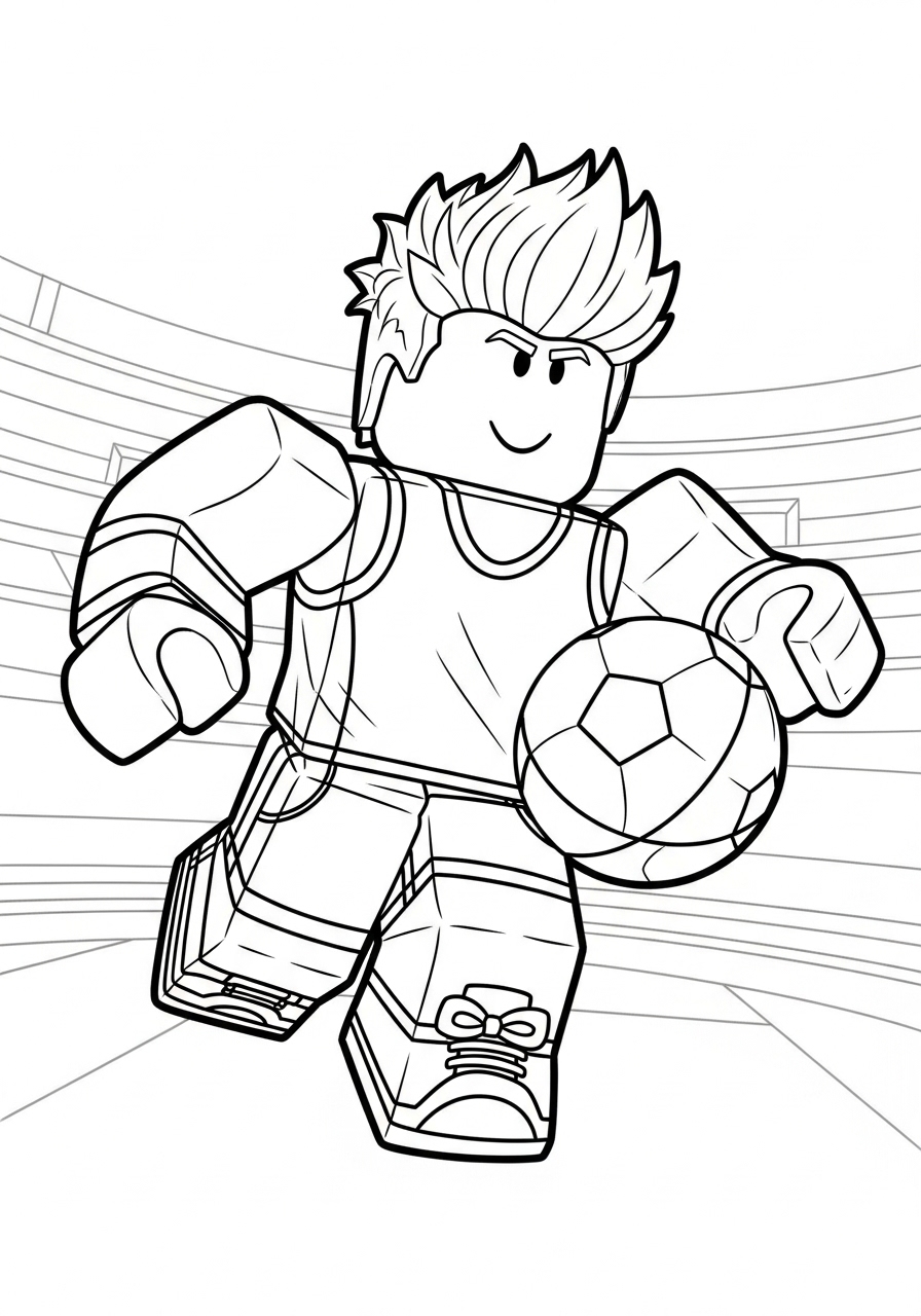Desenho Roblox jogando futebol para imprimir e colorir