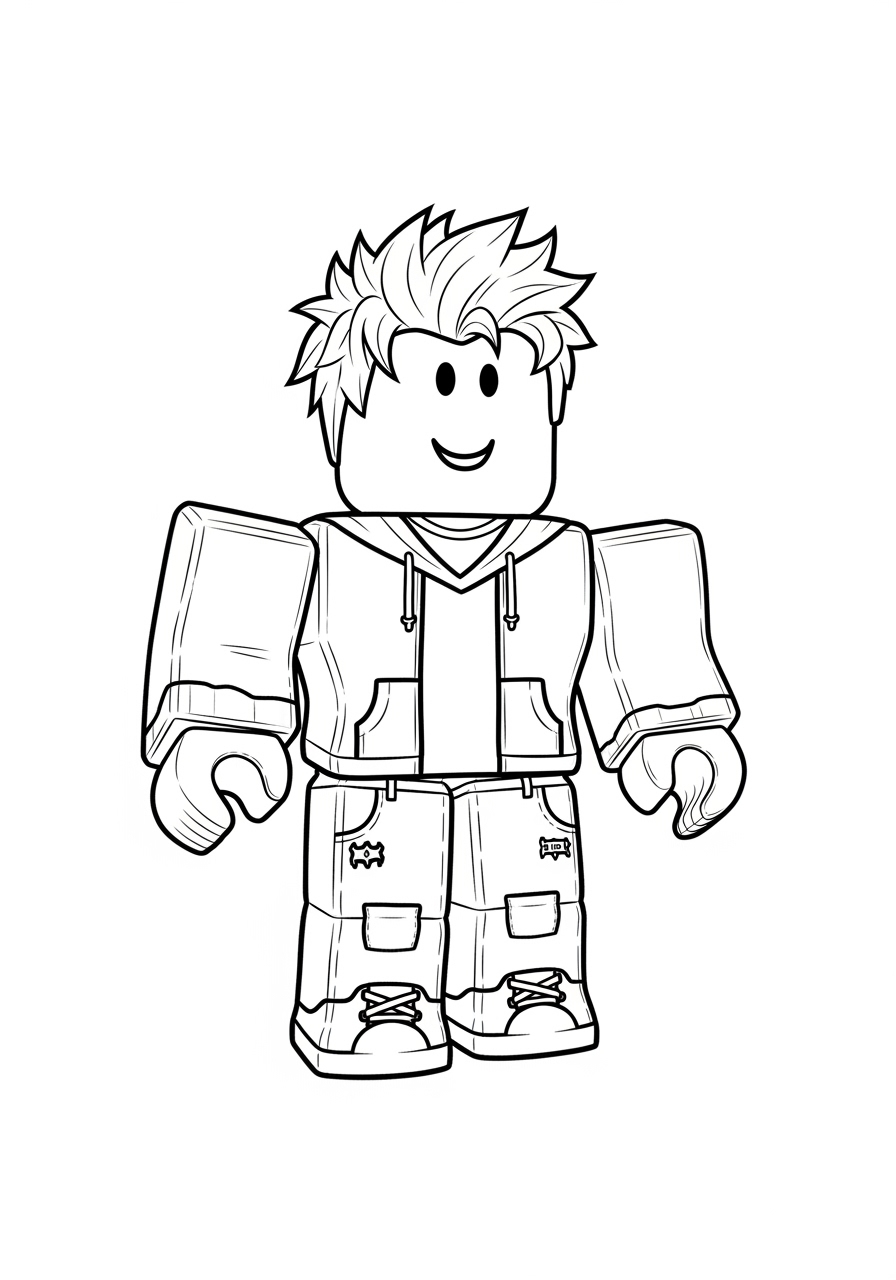 Desenho Roblox de personagem em pé para imprimir e colorir