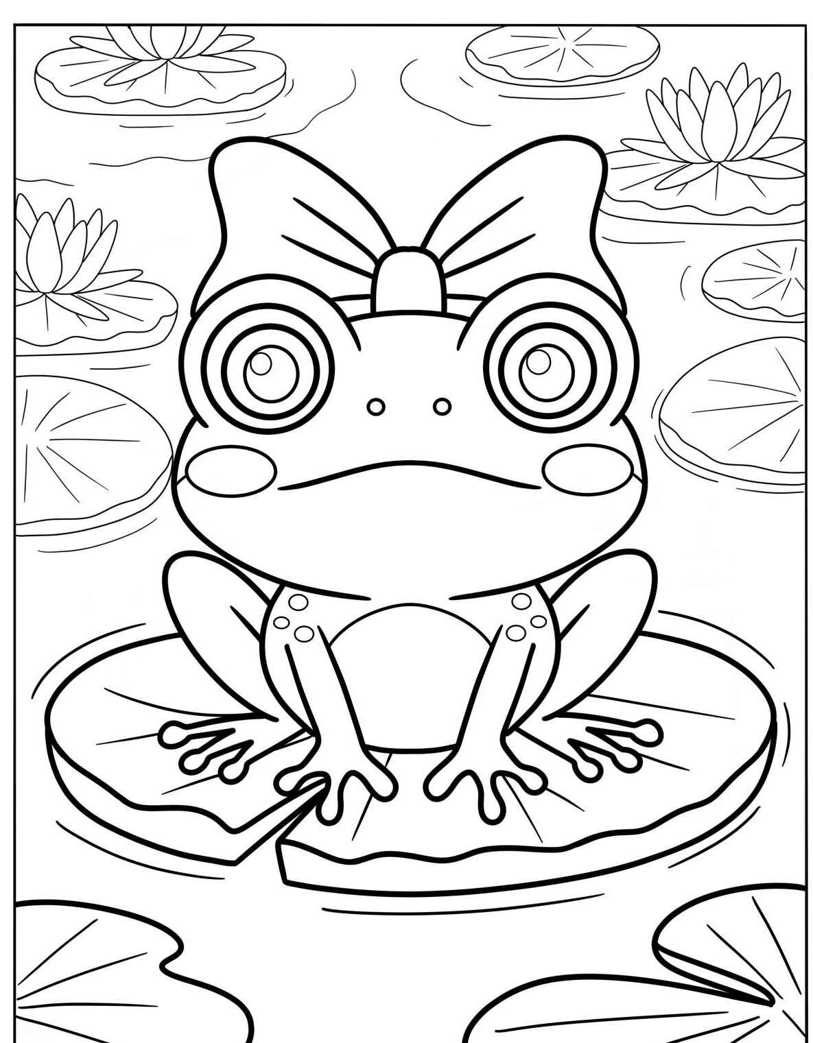 Desenho de Sapo fofo em folha para colorir