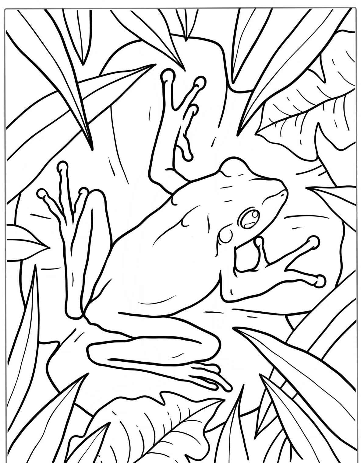 Desenho de Sapo realista no lago para colorir