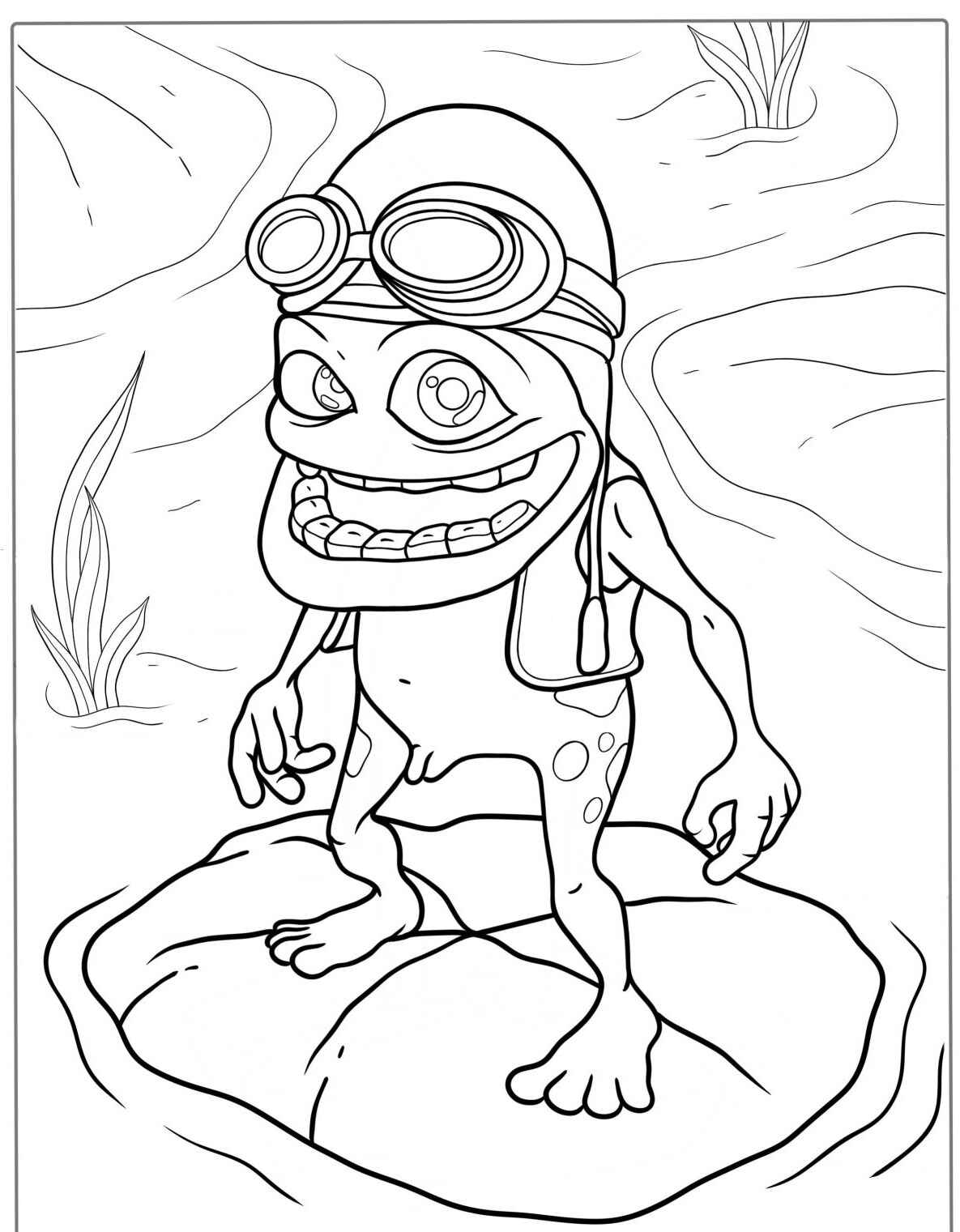 Desenho de Sapo com óculos e sorriso para colorir