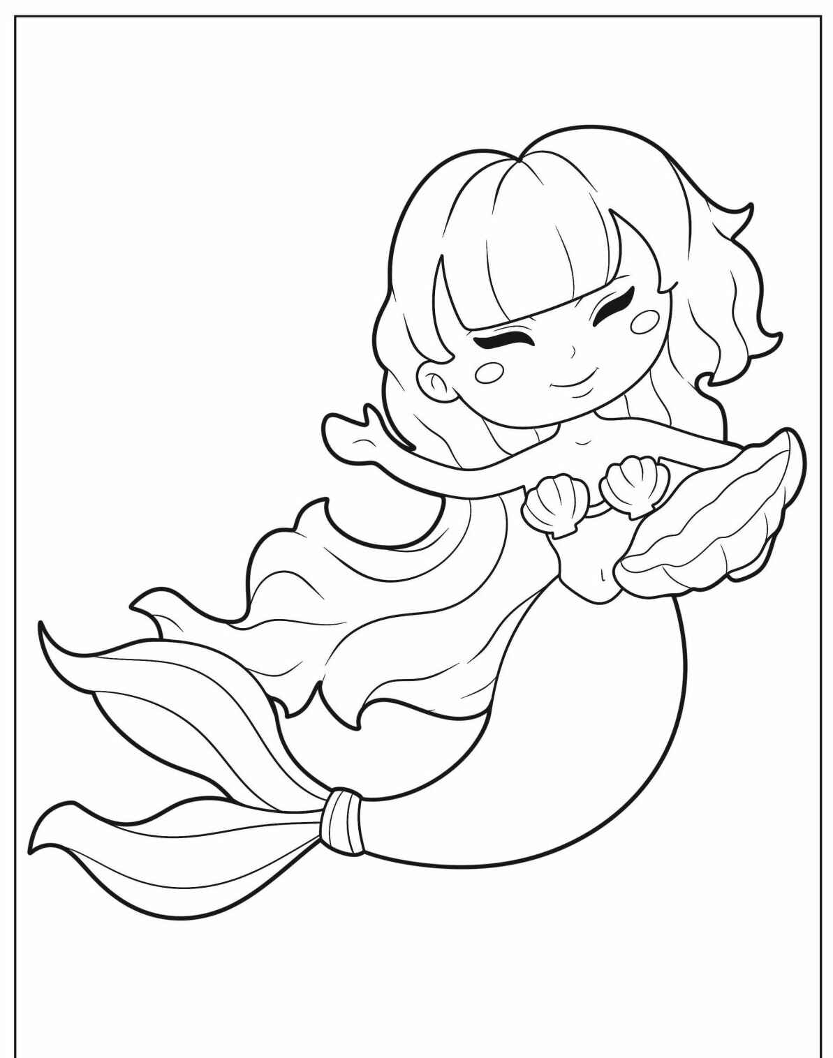 Desenho de Sereia fofa para colorir