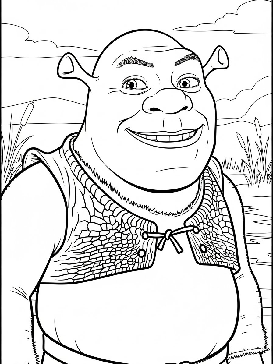 Desenho do Shrek sorrindo para colorir