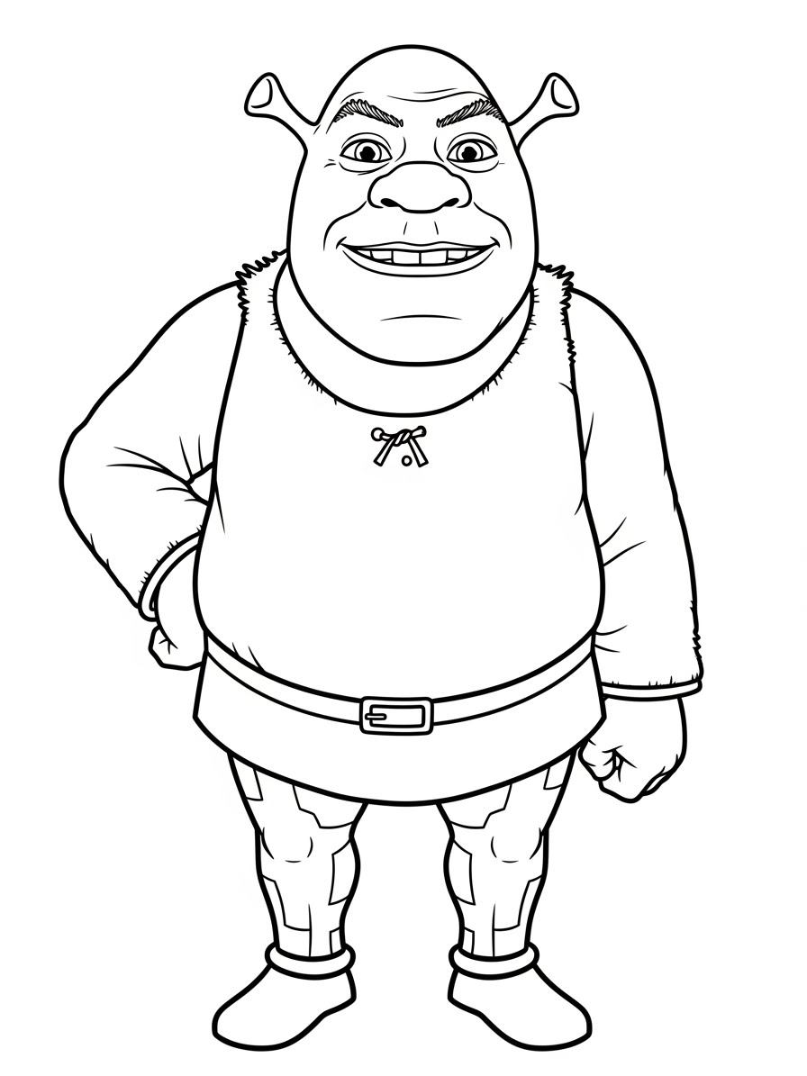 Desenho do Shrek sorrindo e pronto para colorir