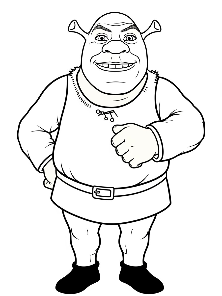 Desenho do Shrek para colorir com pose divertida