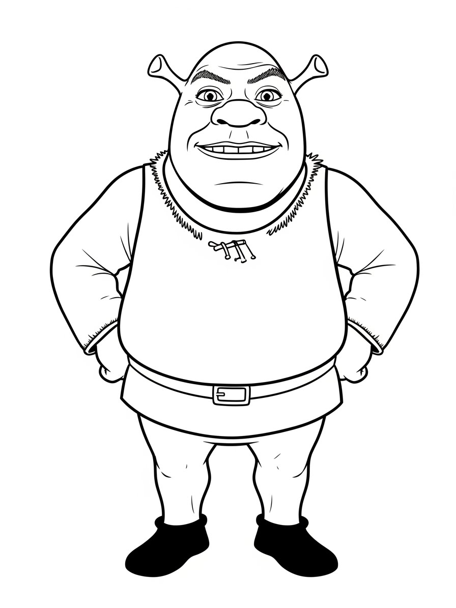 Desenho do Shrek sorridente para colorir