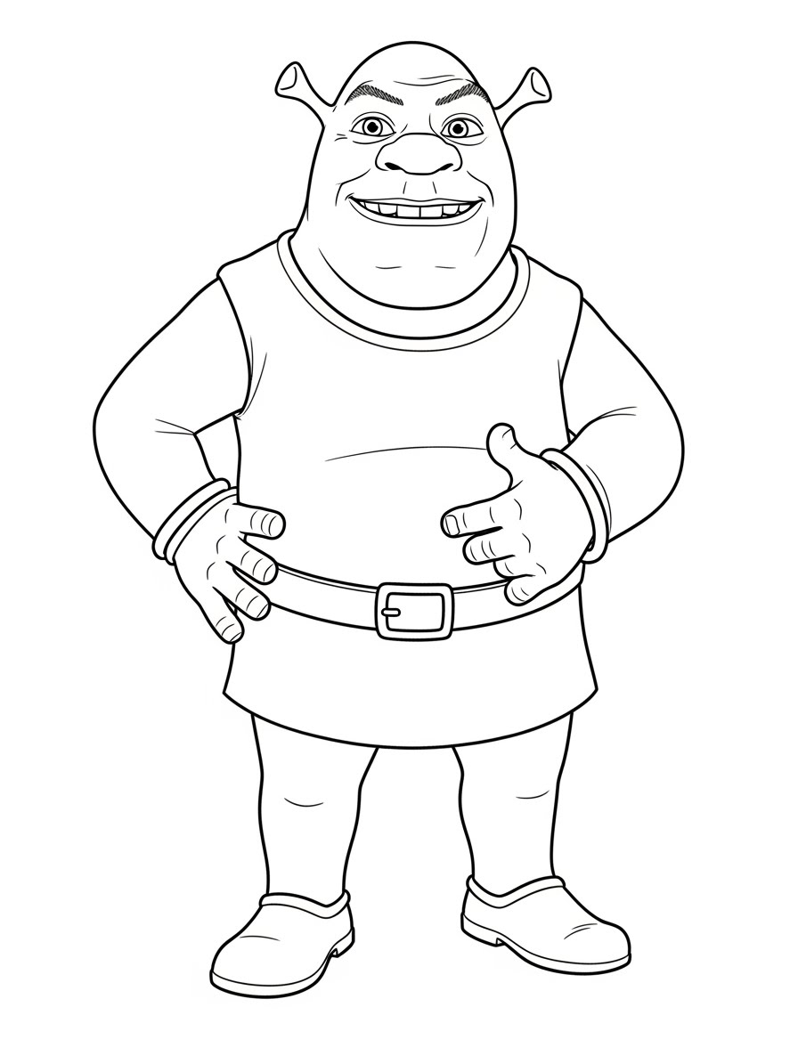 Desenho do Shrek para colorir com sorriso simpático