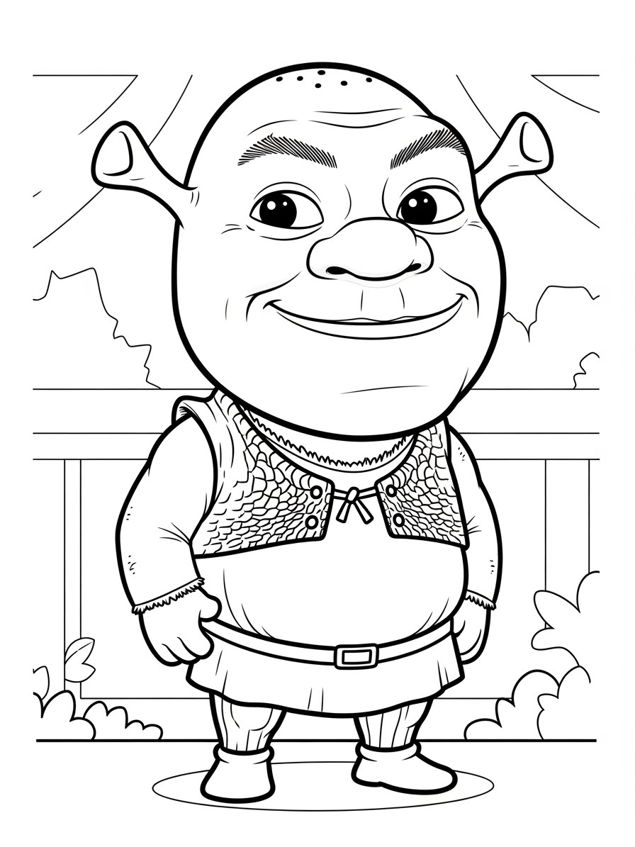 Desenho do Shrek sorridente para colorir
