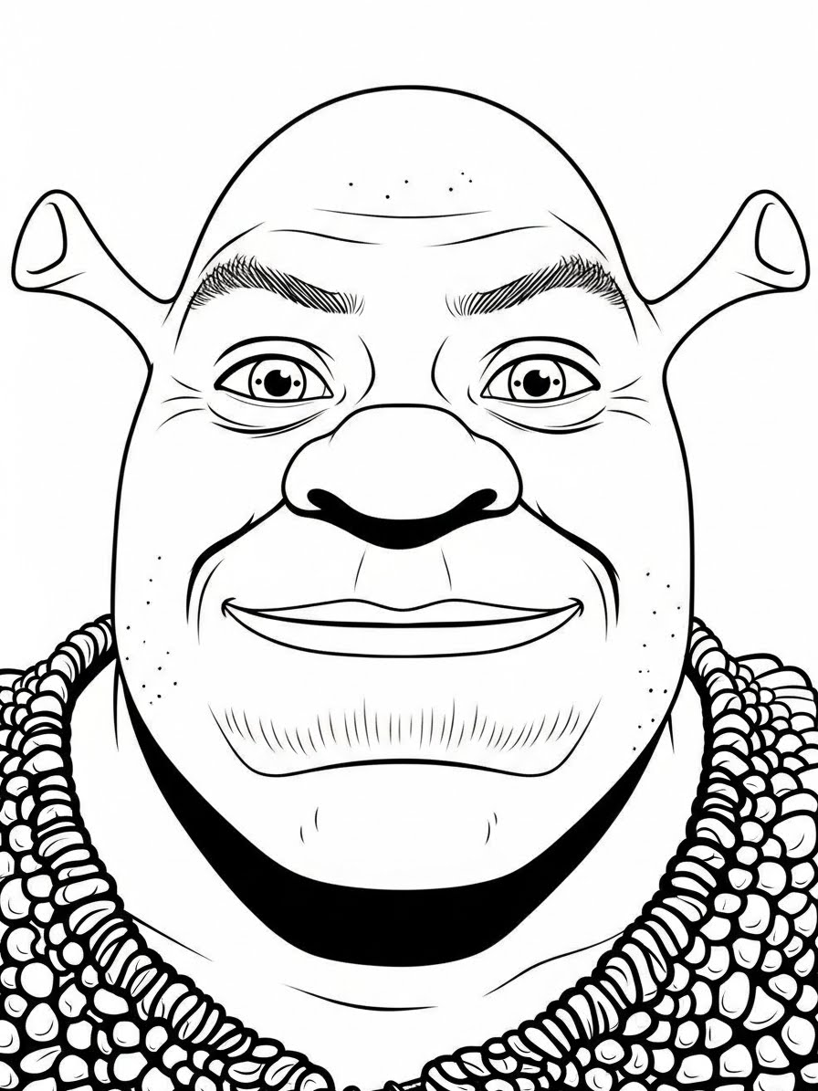 Desenho do Shrek com traços para colorir
