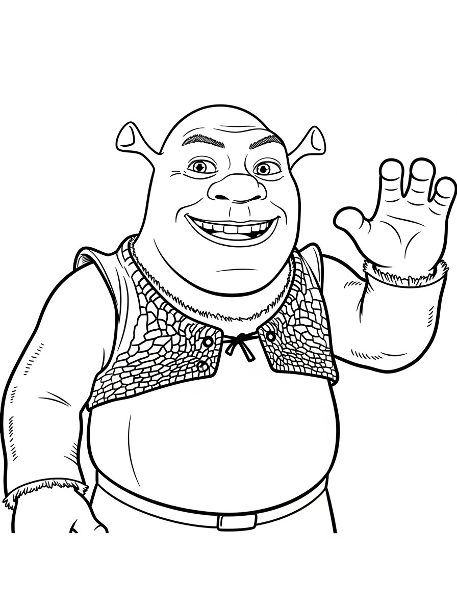 Desenho do Shrek acenando para colorir