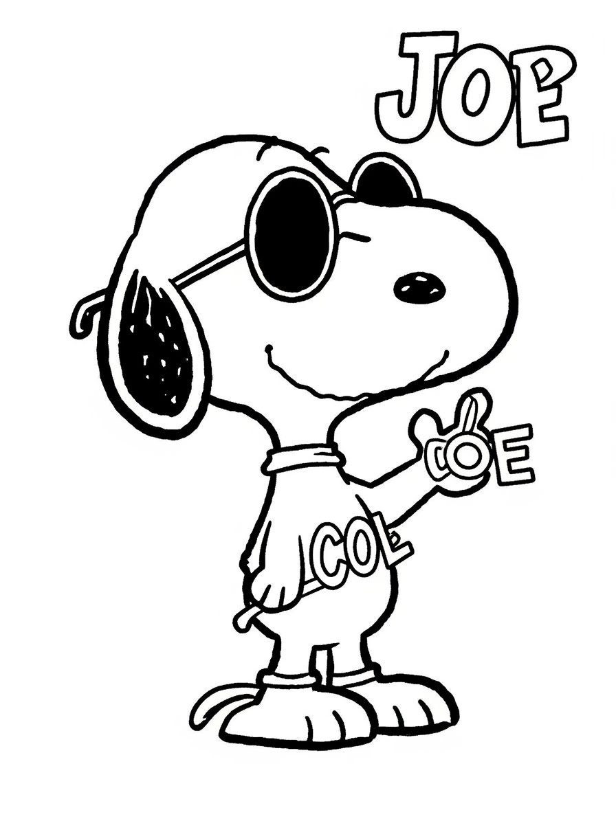 Desenho do Snoopy com óculos para colorir