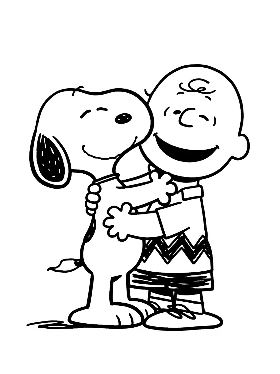 Desenho do Snoopy e Charlie Brown para colorir