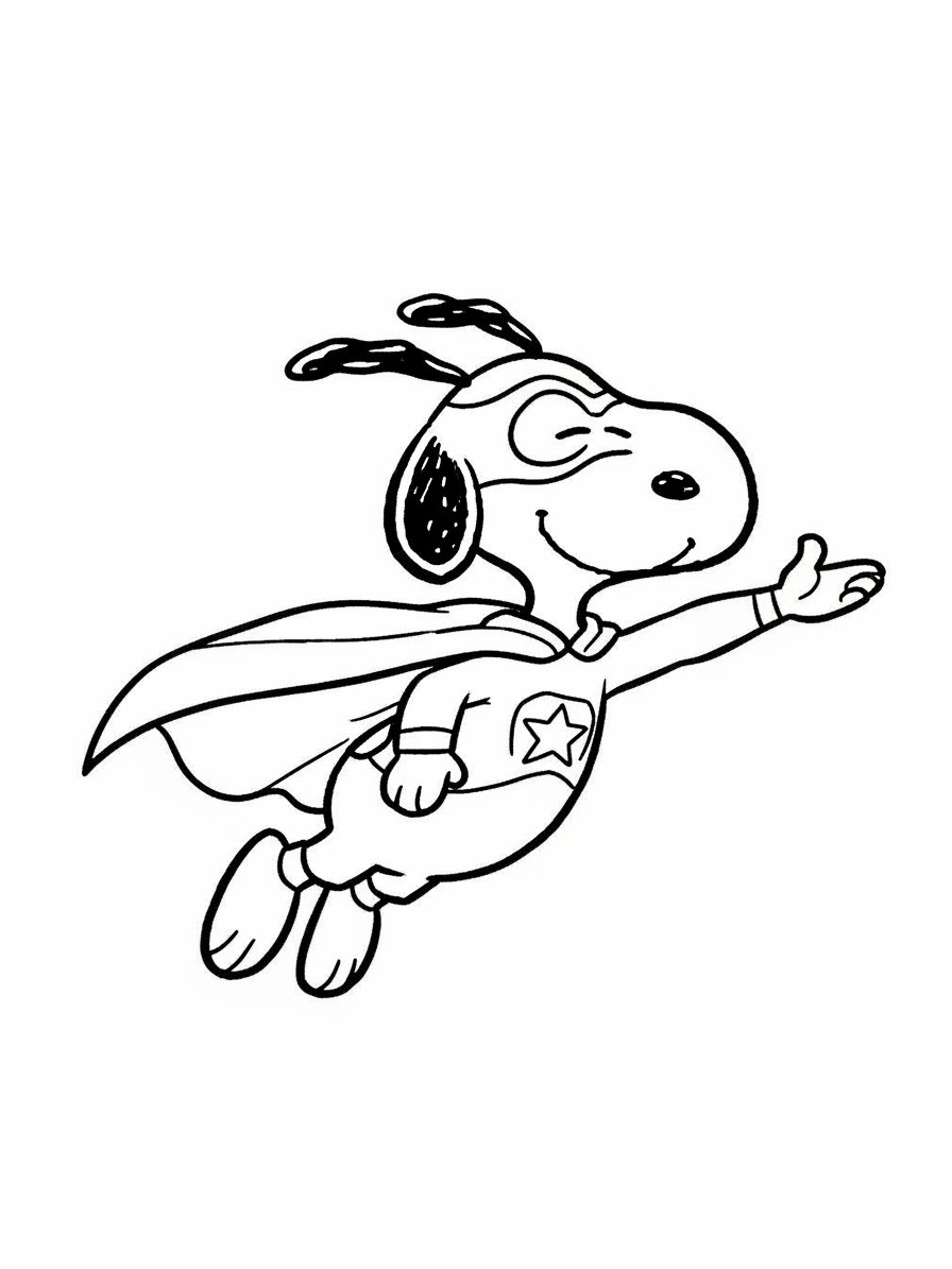 Desenho do Snoopy super heroi para colorir