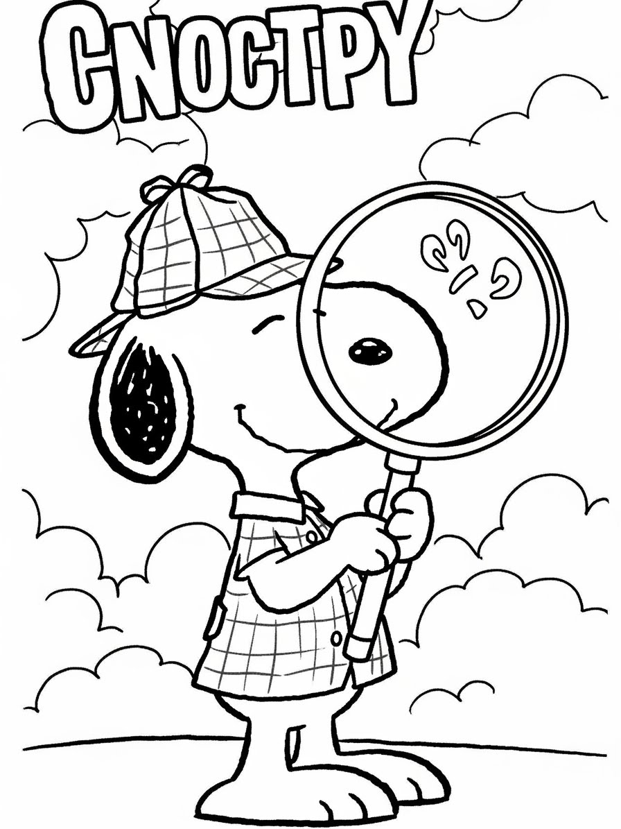 Desenho do Snoopy detetive para colorir