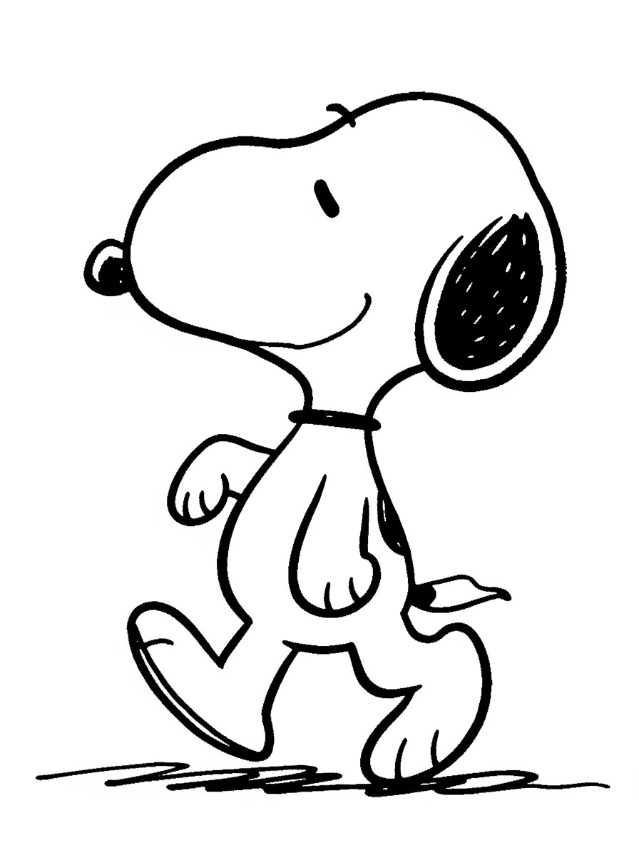 Desenho do Snoopy andando para colorir