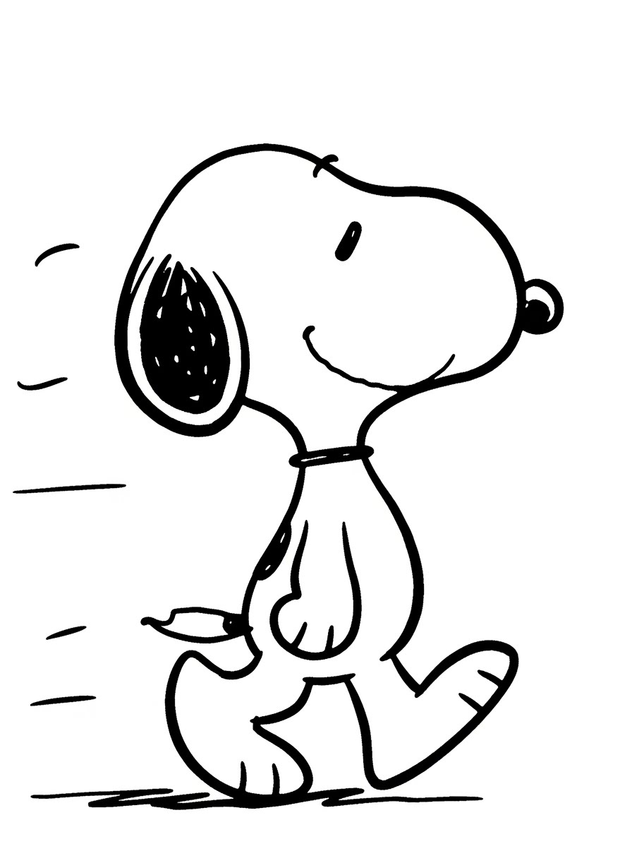 Desenho do Snoopy caminhando divertido para colorir