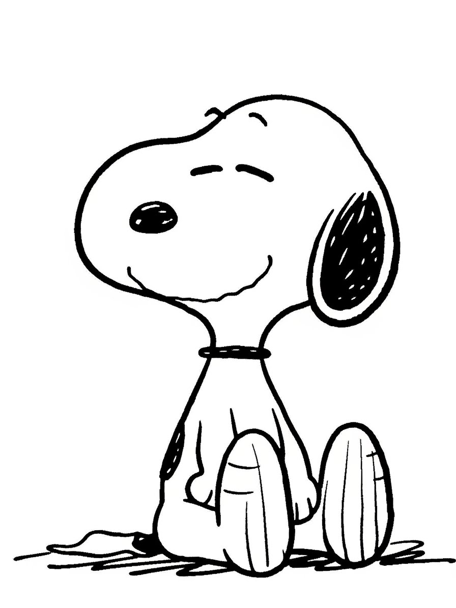 Desenho do Snoopy sentado feliz para colorir