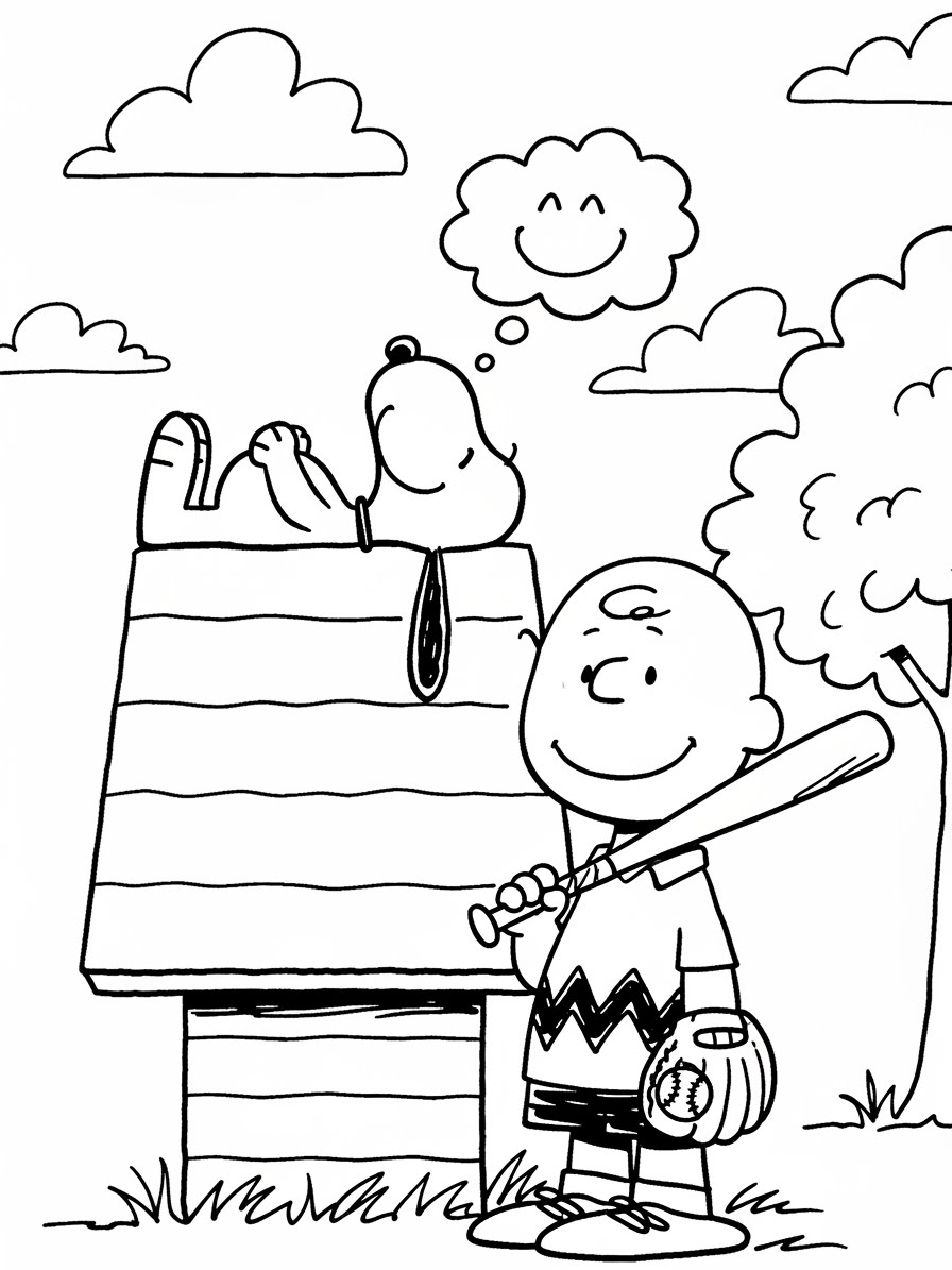 Desenho do Snoopy e Charlie Brown para colorir