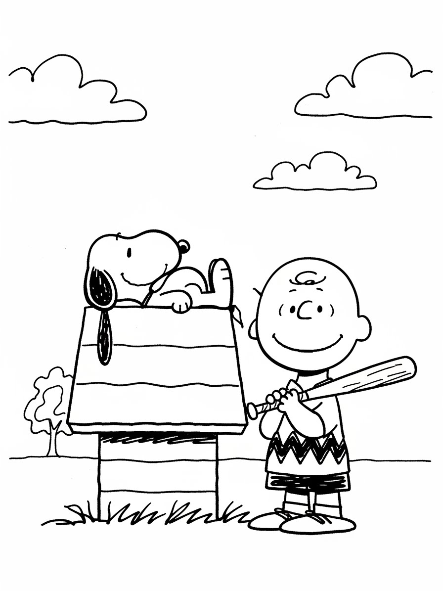 Desenho do Snoopy e Charlie Brown para colorir