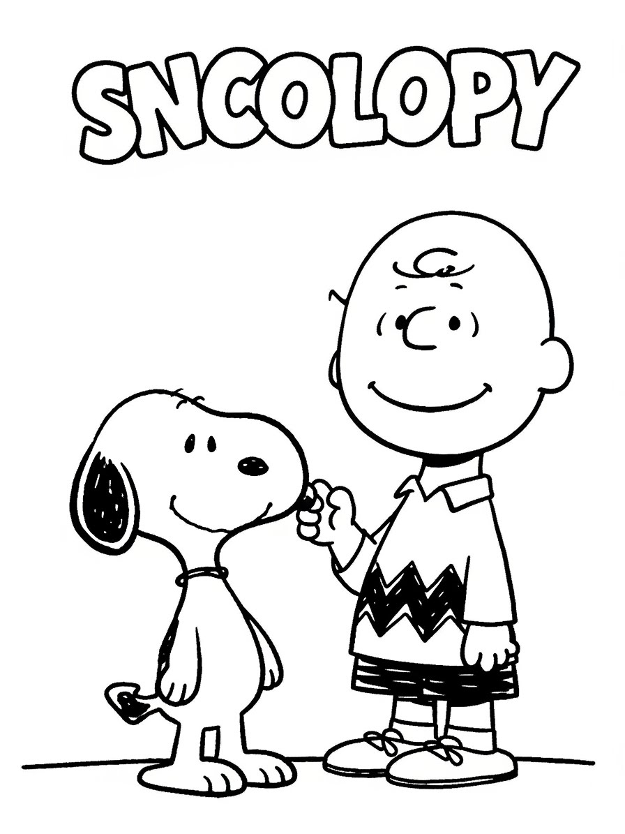 Desenho do Snoopy e Charlie Brown para colorir