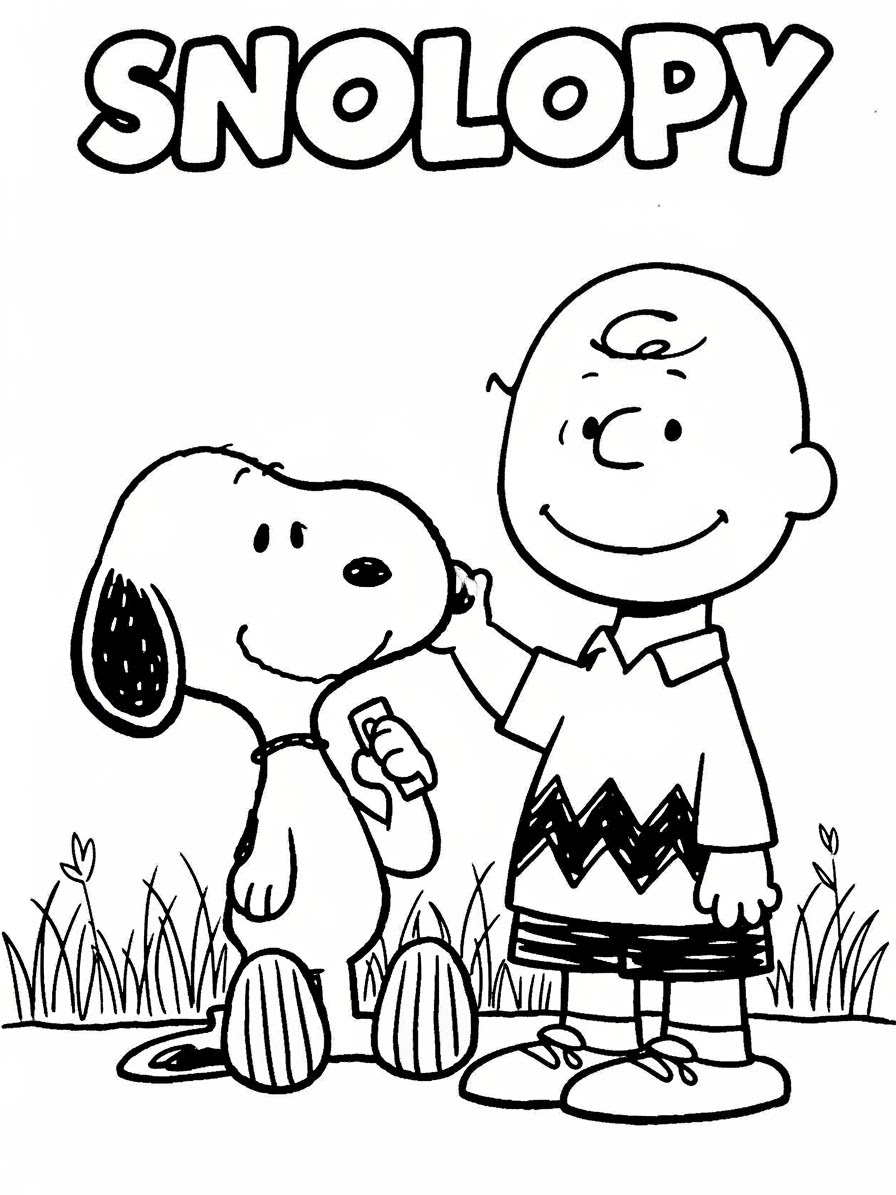 Desenho do Snoopy e Charlie Brown para colorir