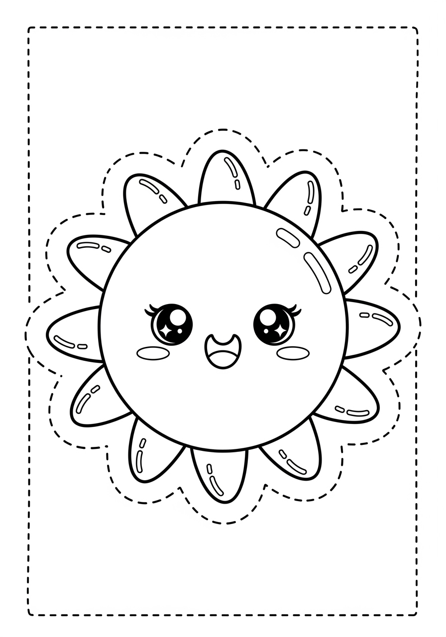 Desenho do Sol Fofo com Olhos grandes para colorir
