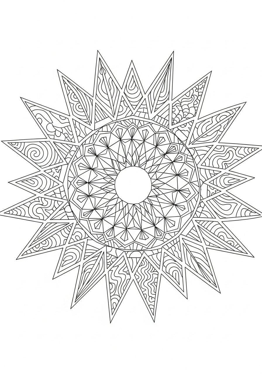 Desenho do Sol Geométrico para colorir