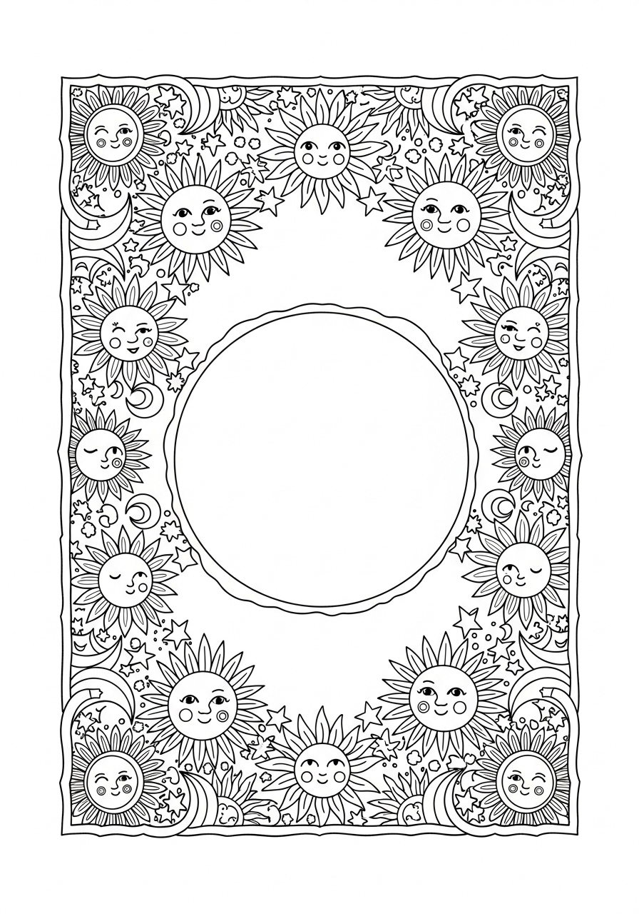 Desenho do Sol Detalhado para colorir