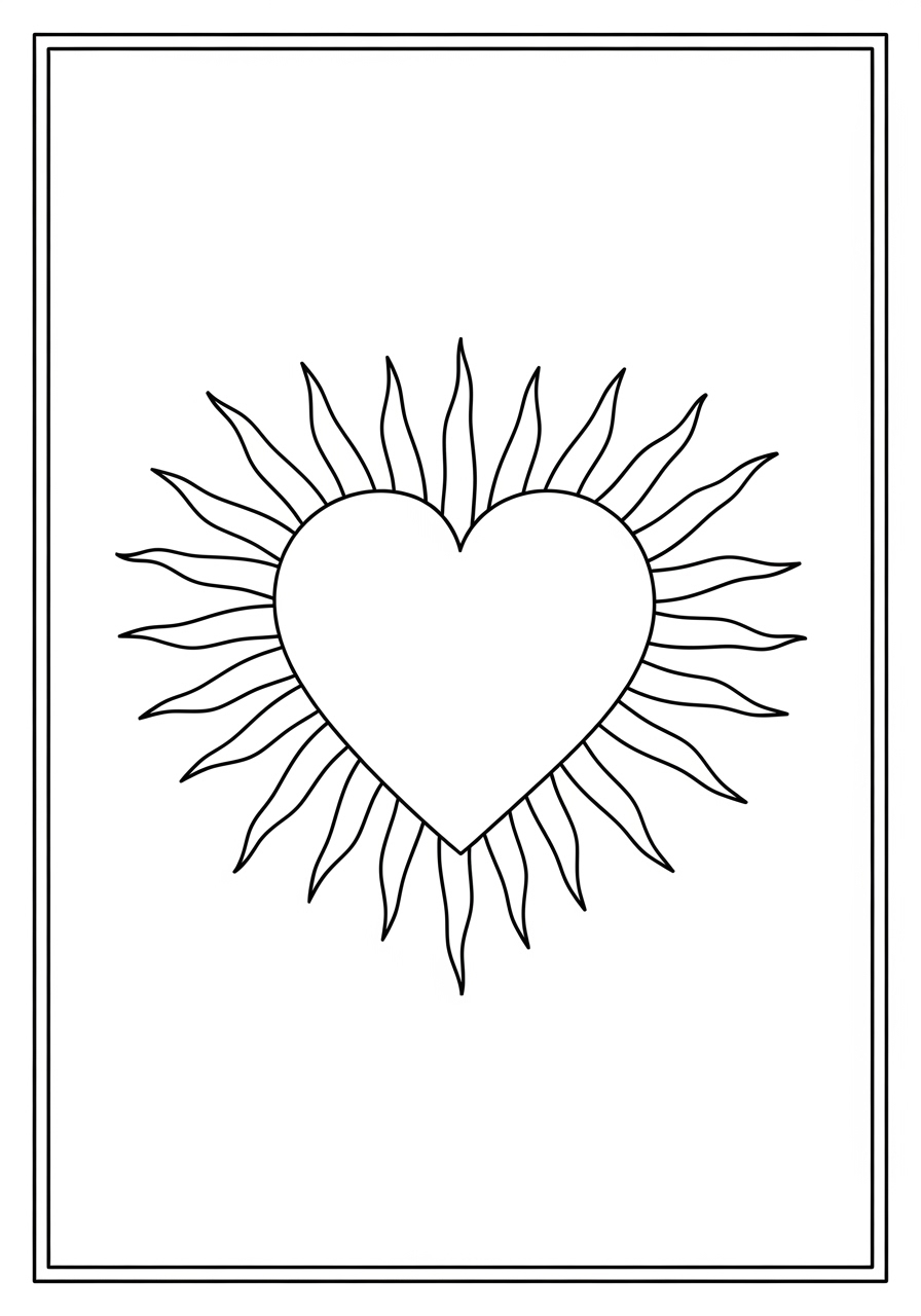 Desenho do Sol com Coração para colorir