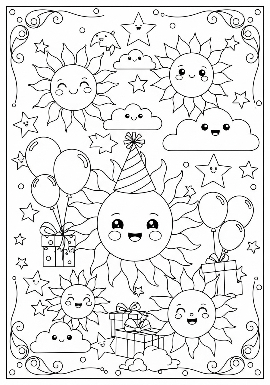 Desenho do Sol Alegre e Brincalhão para colorir