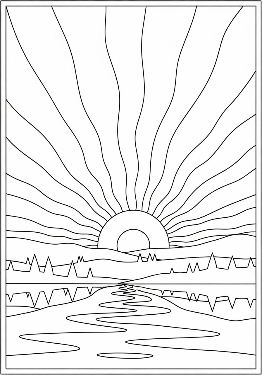 Desenho do Sol com raios para colorir
