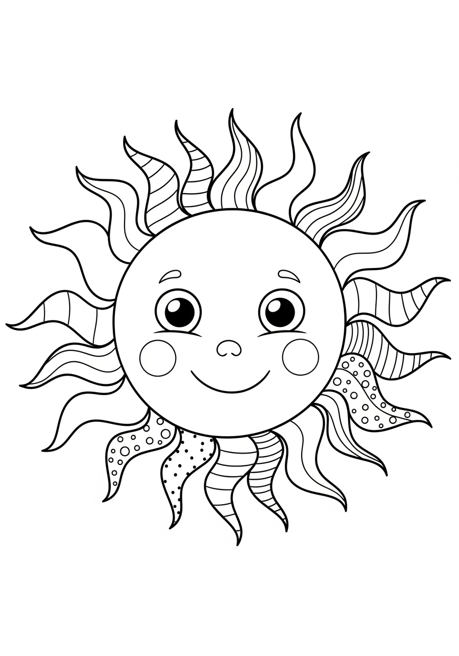Desenho do Sol Simples e Alegre para colorir
