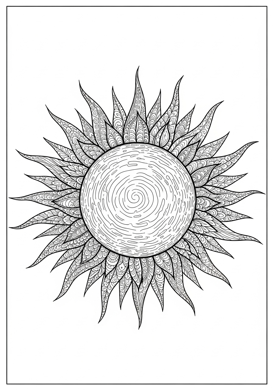 Desenho do Sol Realista para colorir
