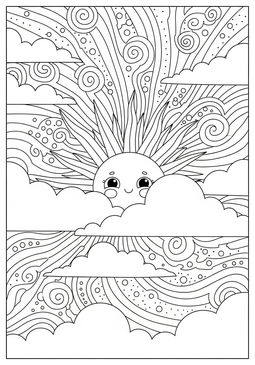 Desenho do Sol Simples e Fofo para colorir