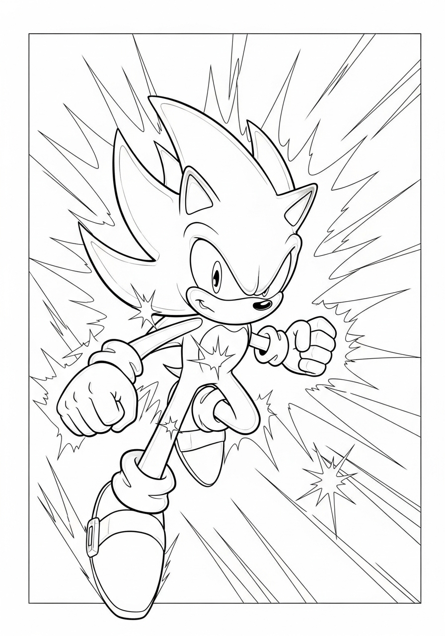 Desenho do Sonic em alta velocidade para imprimir e colorir