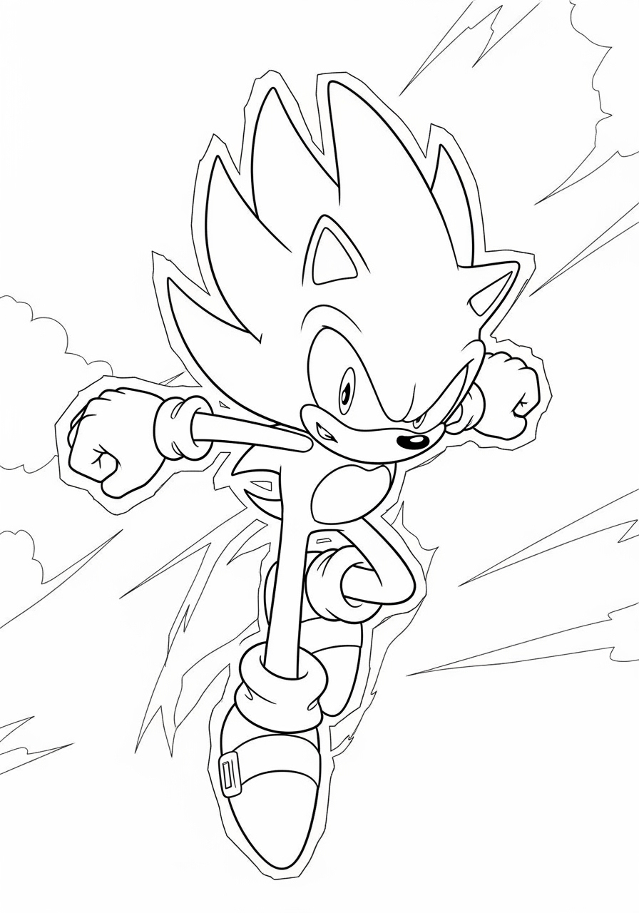 Desenho do Sonic em alta velocidade para imprimir e colorir