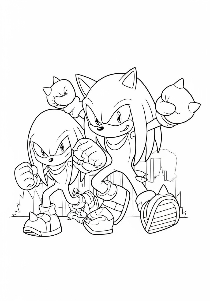 Desenho do Sonic e Knuckles prontos para imprimir e colorir