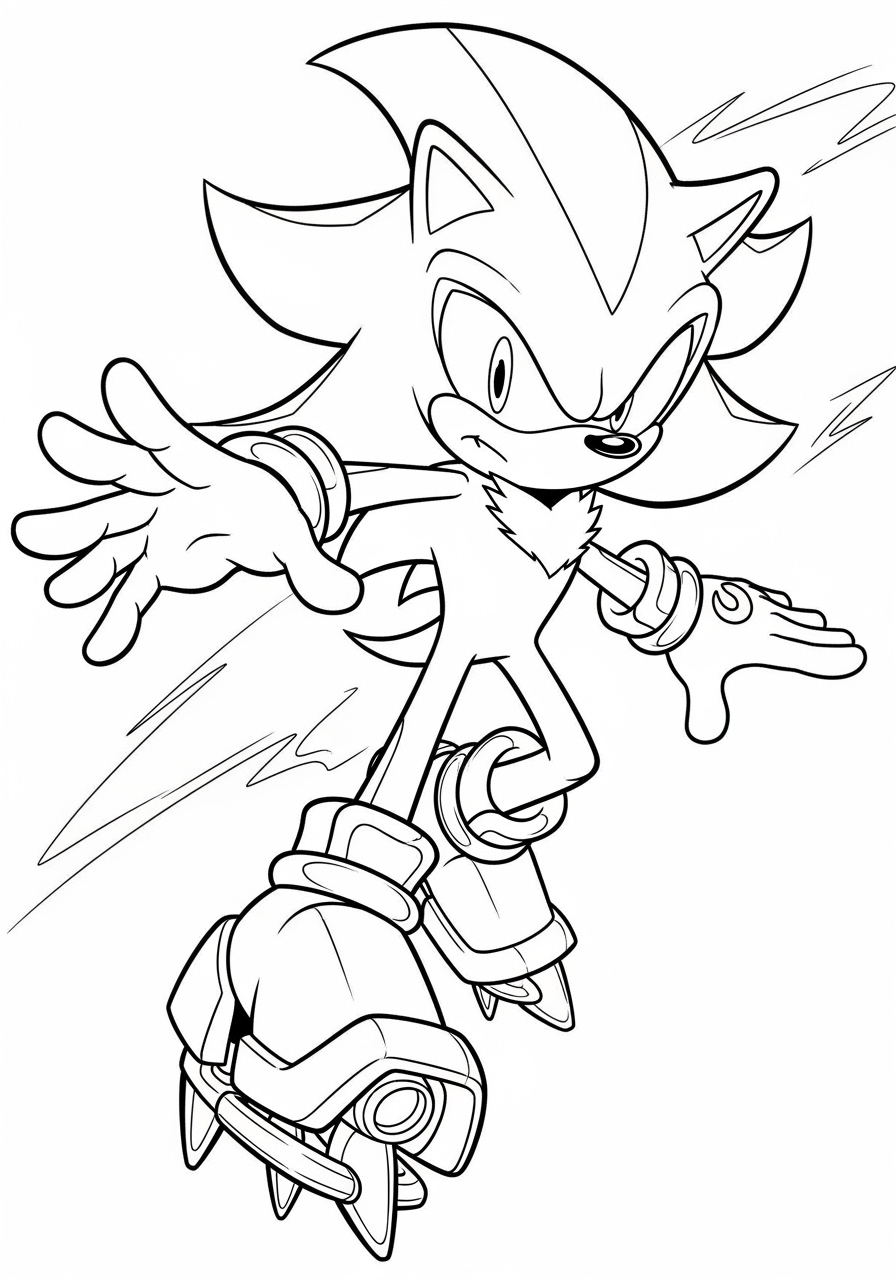 Desenho do Sonic em pose de ação para imprimir e colorir