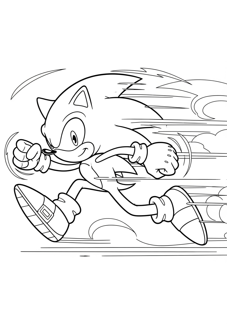 Desenho do Sonic correndo rápido para imprimir e colorir