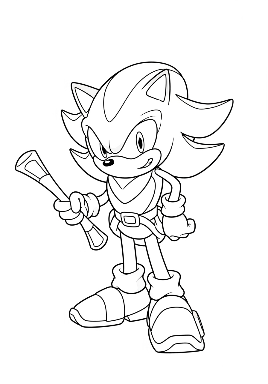 Desenho do Sonic com bastão para imprimir e colorir