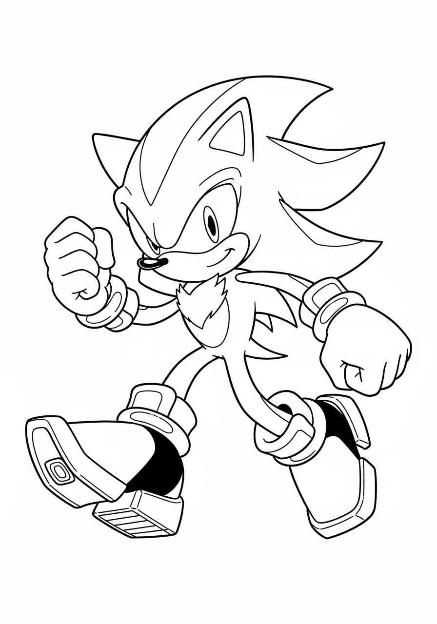Desenho do Sonic correndo pronto para imprimir e colorir