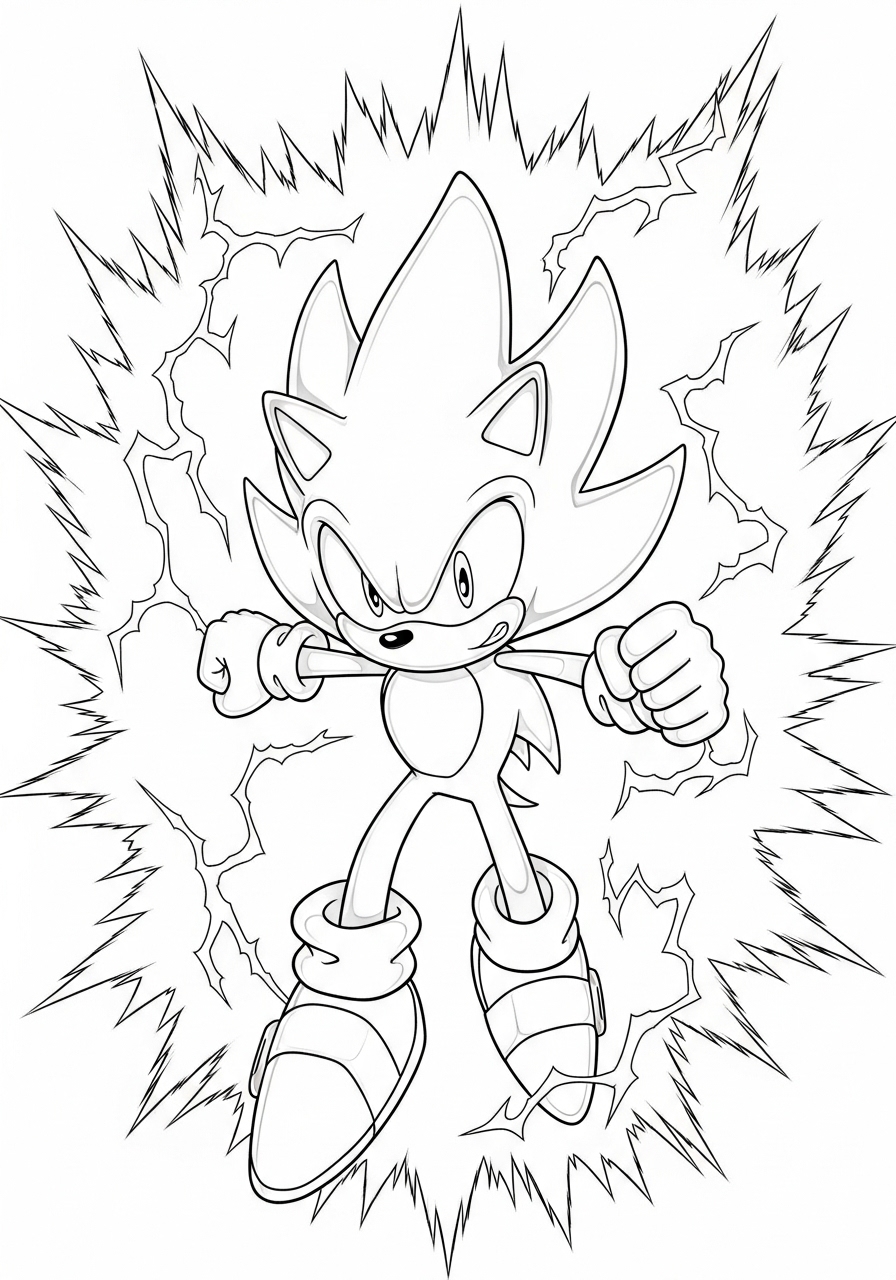 Desenho do Sonic enfrentando eletricidade para colorir
