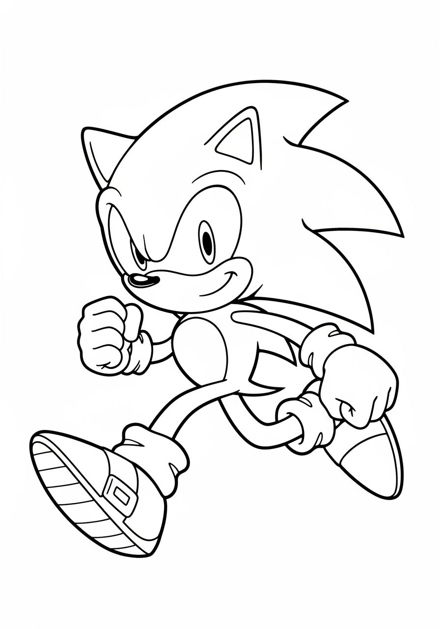 Desenho do Sonic correndo para imprimir e colorir
