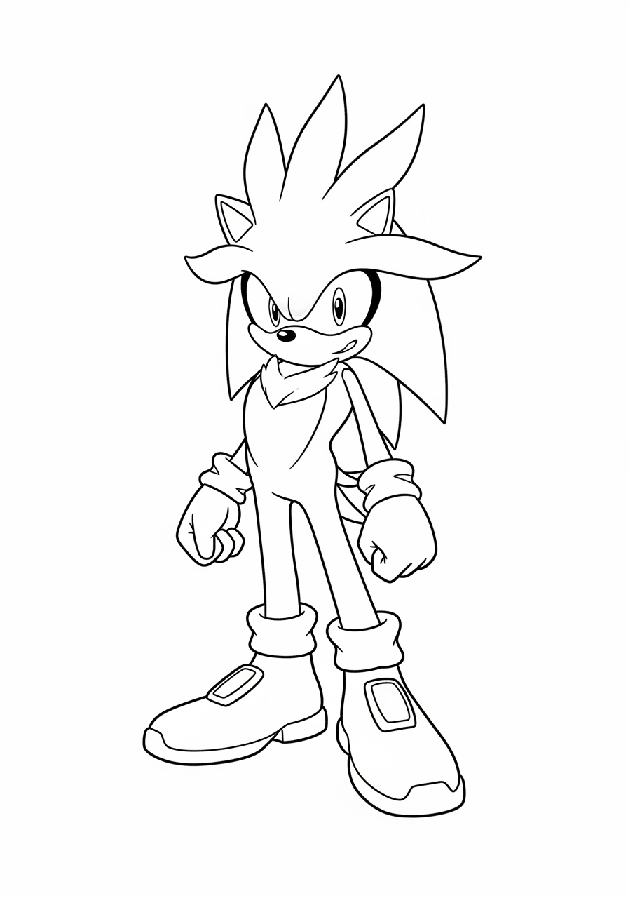 Desenho do Super Sonic em pé para imprimir e colorir